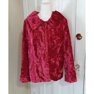 ROAMAN'S Women's Fully Lined 3 Button Velour Blazer (Size 14W) CHERRY ~ NEW!!!